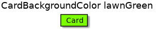 @startuml
'!include ../../../plantuml-styles/plantuml-ae-skinparam-ex.iuml

skinparam CardBackgroundColor lawnGreen

title CardBackgroundColor lawnGreen

card Card 
@enduml