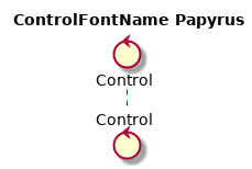 @startuml
'!include ../../../plantuml-styles/plantuml-ae-skinparam-ex.iuml

skinparam ControlFontName Papyrus

title ControlFontName Papyrus

control Control 
@enduml